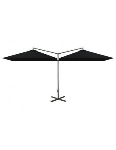 Ombrellone Doppio con Palo in Acciaio Nero 600x300 cm