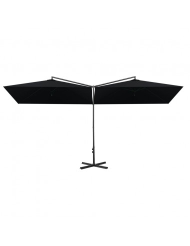 Ombrellone Doppio con Palo in Acciaio Nero 600x300 cm