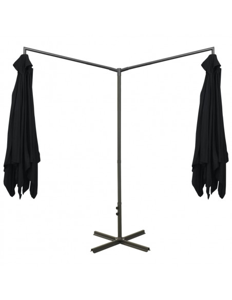 Ombrellone Doppio con Palo in Acciaio Nero 600x300 cm