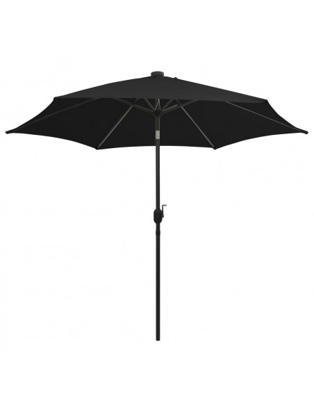 Ombrellone con Luci a LED e Palo Alluminio 300 cm Nero