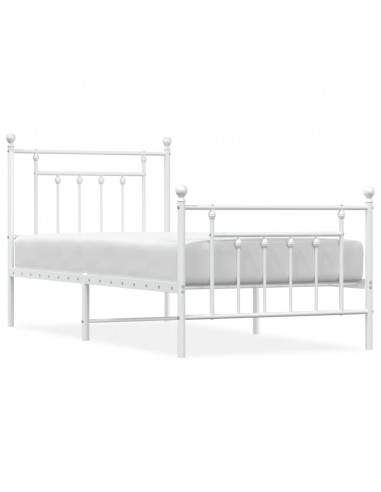 Giroletto con Testiera e Pediera Metallo Bianco 90x200 cm