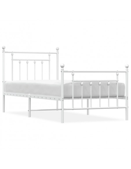 Giroletto con Testiera e Pediera Metallo Bianco 90x200 cm