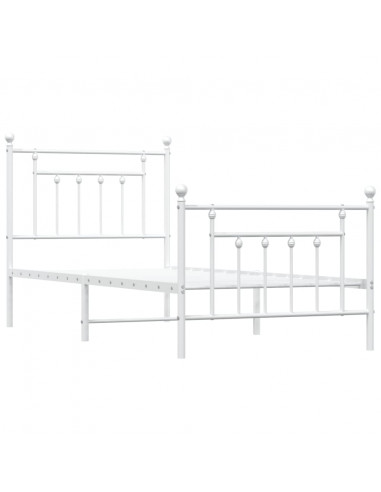 Giroletto con Testiera e Pediera Metallo Bianco 90x200 cm