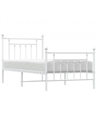 Giroletto con Testiera e Pediera Metallo Bianco 90x200 cm