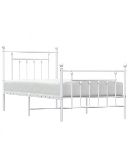 Giroletto con Testiera e Pediera Metallo Bianco 90x200 cm