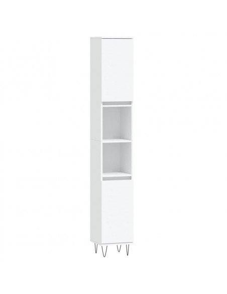 Set di Mobili da Bagno 3 pz Bianco in Legno Multistrato