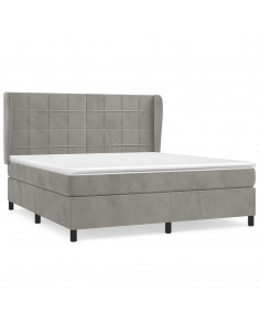 Giroletto a Molle con Materasso Grigio Chiaro 180x200cm Velluto 2