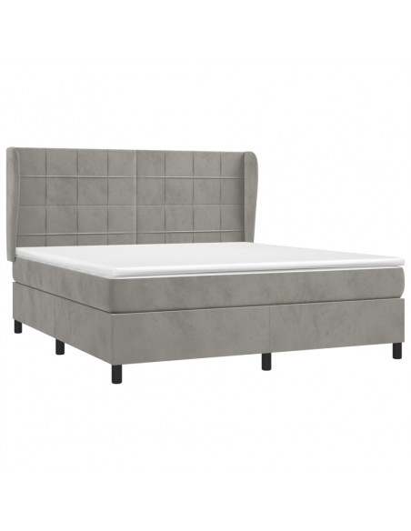 Giroletto a Molle con Materasso Grigio Chiaro 180x200cm Velluto