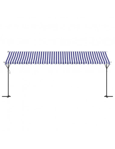 Tenda da Sole Blu e Bianca 600x300 cm in Tessuto e Acciaio