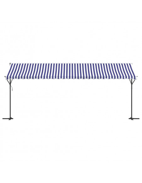 Tenda da Sole Blu e Bianca 600x300 cm in Tessuto e Acciaio
