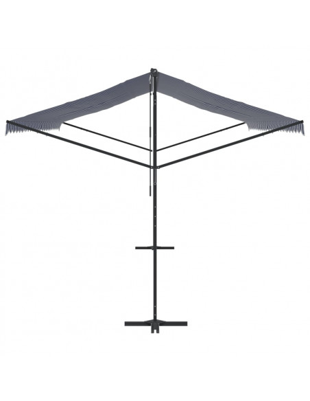 Tenda da Sole Blu e Bianca 600x300 cm in Tessuto e Acciaio