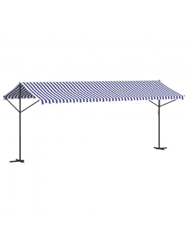 Tenda da Sole Blu e Bianca 600x300 cm in Tessuto e Acciaio