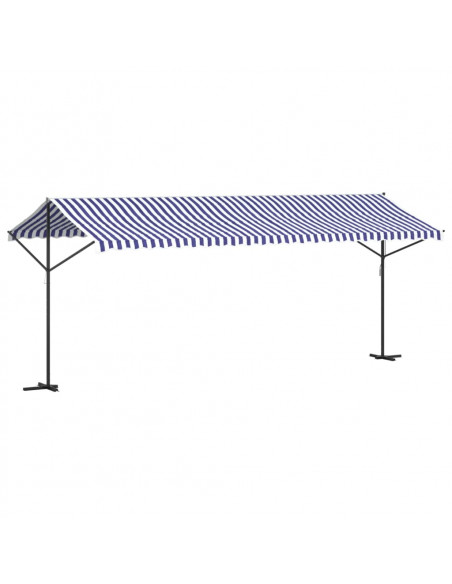 Tenda da Sole Blu e Bianca 600x300 cm in Tessuto e Acciaio