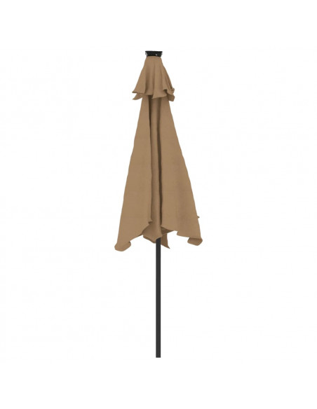 Ombrellone Giardino con LED Palo Acciaio Tortora 225x225x212 cm