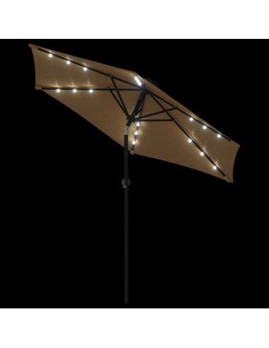 Ombrellone Giardino con LED Palo Acciaio Tortora 225x225x212 cm