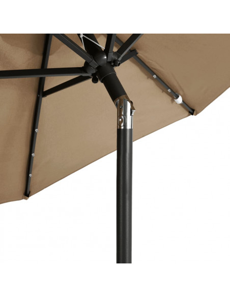 Ombrellone Giardino con LED Palo Acciaio Tortora 225x225x212 cm