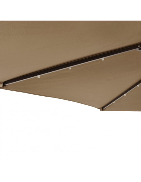 Ombrellone Giardino con LED Palo Acciaio Tortora 225x225x212 cm