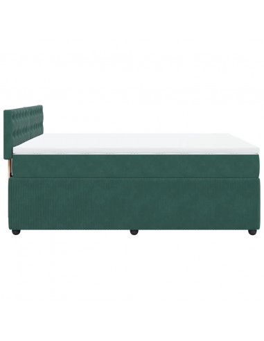 Giroletto a Molle con Materasso Verde Scuro 140x200 cm Velluto