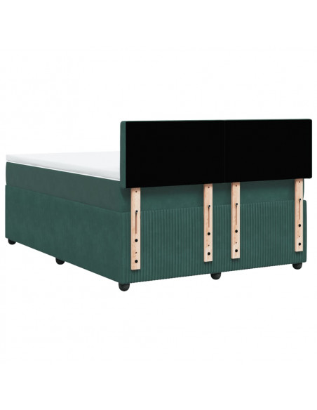 Giroletto a Molle con Materasso Verde Scuro 140x200 cm Velluto