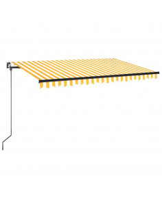 Tenda da Sole Retrattile Manuale 450x350 cm Gialla e Bianca 2