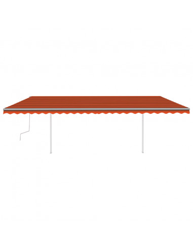 Tenda da Sole Retrattile Manuale con LED 6x3m Arancione Marrone