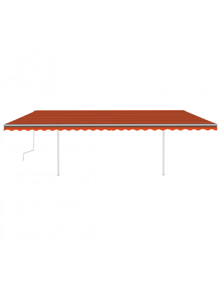 Tenda da Sole Retrattile Manuale con LED 6x3m Arancione Marrone
