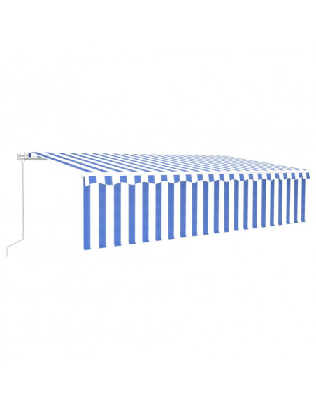 Tenda Sole Retrattile Manuale con LED 4x3m Blu e Bianc6