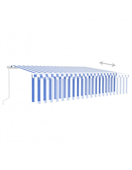 Tenda Sole Retrattile Manuale con LED 4x3m Blu e Bianc6