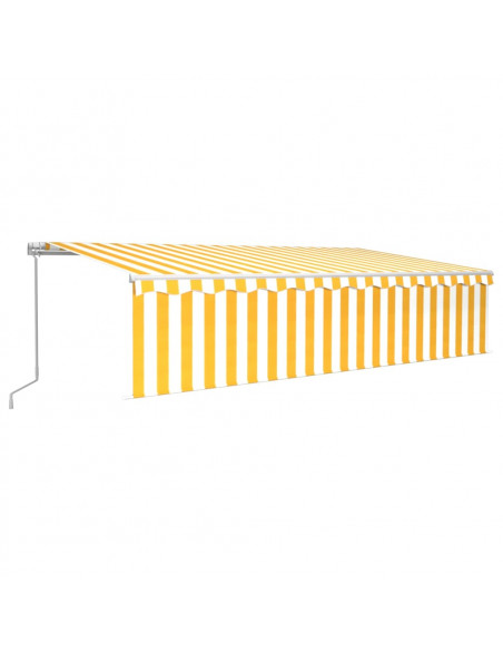 Tenda Sole Retrattile Manuale Parasole e LED 6x3m Gialla Bianca