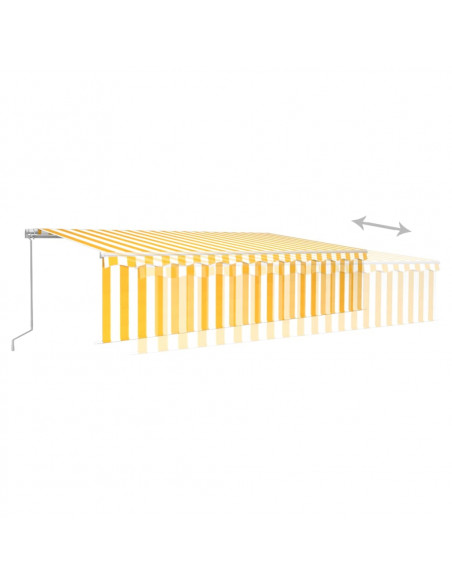 Tenda Sole Retrattile Manuale Parasole e LED 6x3m Gialla Bianca