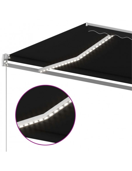 Tenda da Sole Retrattile Manuale con LED 600x300 cm Antracite