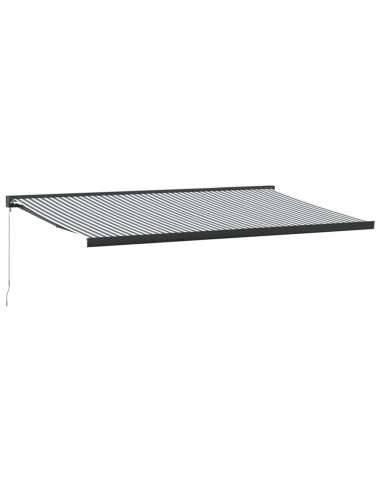 Tenda Retrattile Antracite e Bianca 5x3 m Tessuto e Alluminio