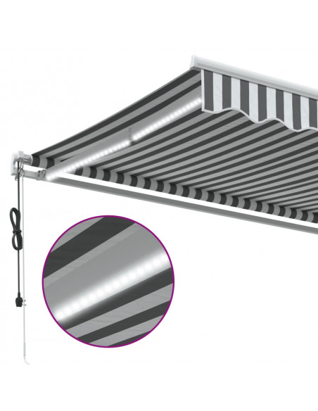 Tenda Retrattile Automatica LED Antracite e Bianco 400x300 cm