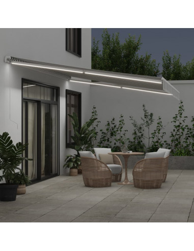 Tenda Retrattile Manuale con LED Antracite e Bianco 500x350 cm