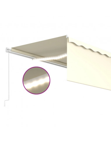 Tenda Sole Retrattile Manuale Parasole LED 5x3 m Crema