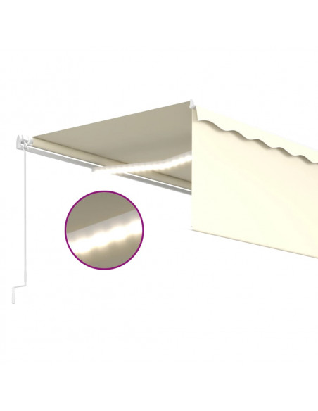 Tenda Sole Retrattile Manuale Parasole LED 5x3 m Crema