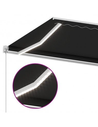 Tenda da Sole Retrattile Manuale con LED 600x300 cm Antracite