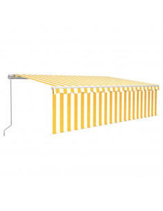 Tenda Sole Retrattile Manuale Parasole LED 5x3m Gialla Bianca 2