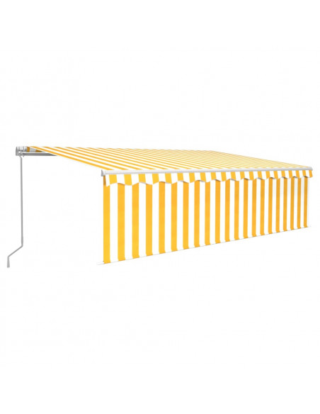 Tenda Sole Retrattile Manuale Parasole LED 5x3m Gialla Bianca