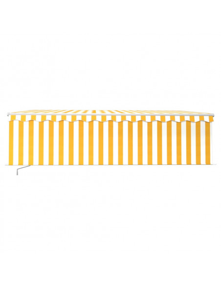 Tenda Sole Retrattile Manuale Parasole LED 5x3m Gialla Bianca