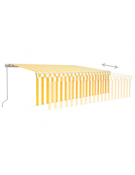 Tenda Sole Retrattile Manuale Parasole LED 5x3m Gialla Bianca