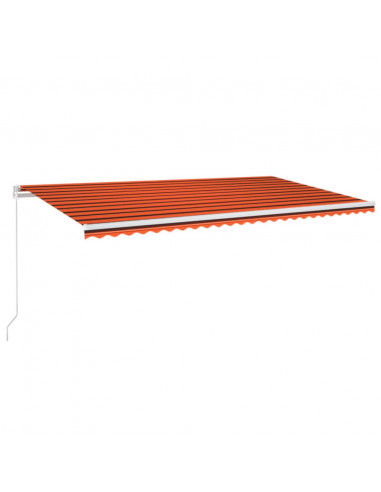 Tenda Retrattile Manuale con LED 600x300 cm Arancione e Marrone