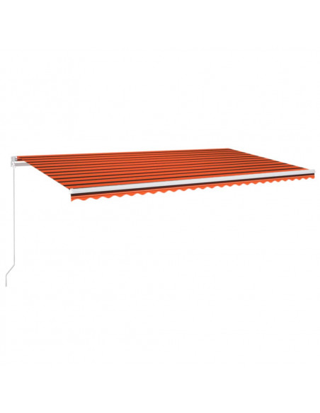 Tenda Retrattile Manuale con LED 600x300 cm Arancione e Marrone