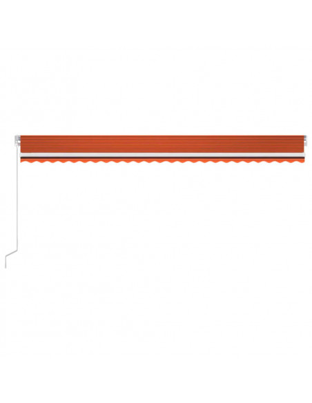 Tenda Retrattile Manuale con LED 600x300 cm Arancione e Marrone