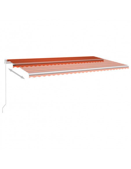 Tenda Retrattile Manuale con LED 600x300 cm Arancione e Marrone