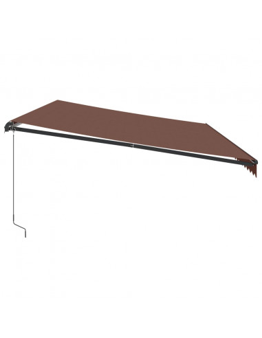 Tenda da Sole Retrattile Manuale con LED Marrone 600x350 cm