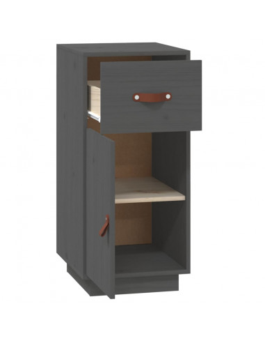 Credenza Grigia 34x40x75 cm in Legno Massello di Pino