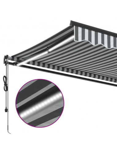 Tenda Retrattile Automatica LED Antracite e Bianco 600x350 cm