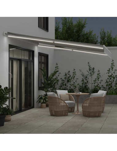 Tenda Retrattile Manuale con LED Antracite e Bianco 400x300 cm