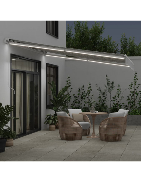 Tenda Retrattile Manuale con LED Antracite e Bianco 400x300 cm